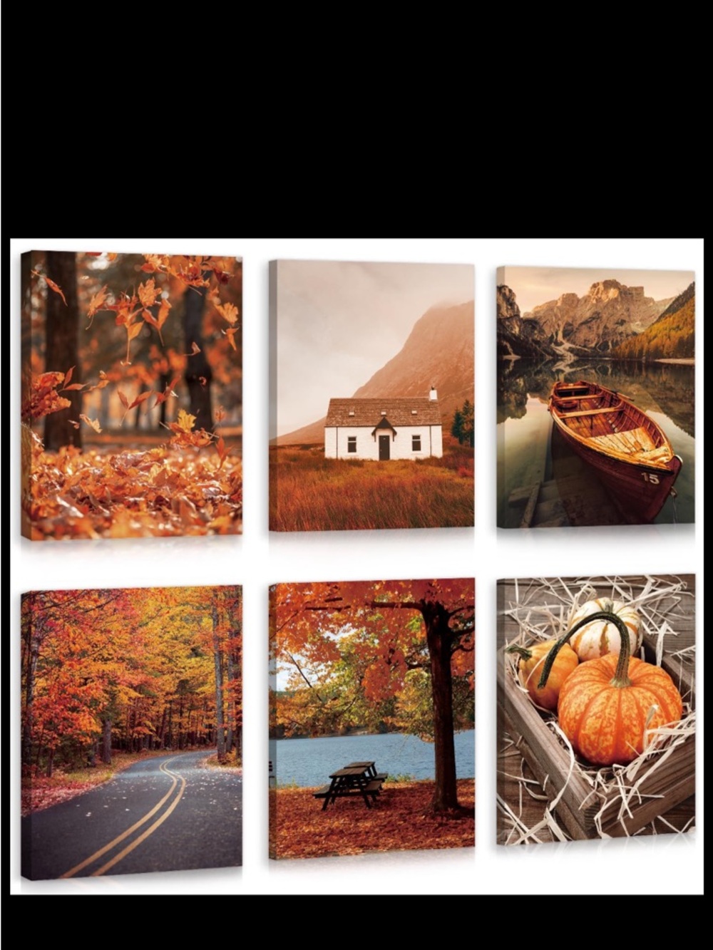 New 6 pc Autumn Wall Art Set - Warm Fall Colors